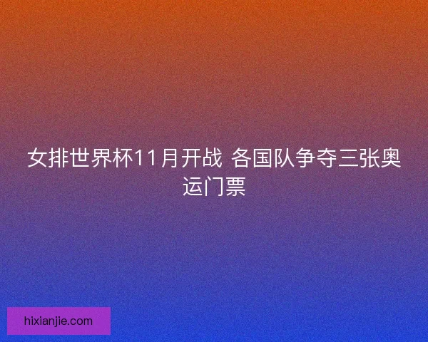 女排世界杯11月开战 各国队争夺三张奥运门票